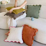 Decorative Cushion Velvet-Like Fabric & Wavy Edge