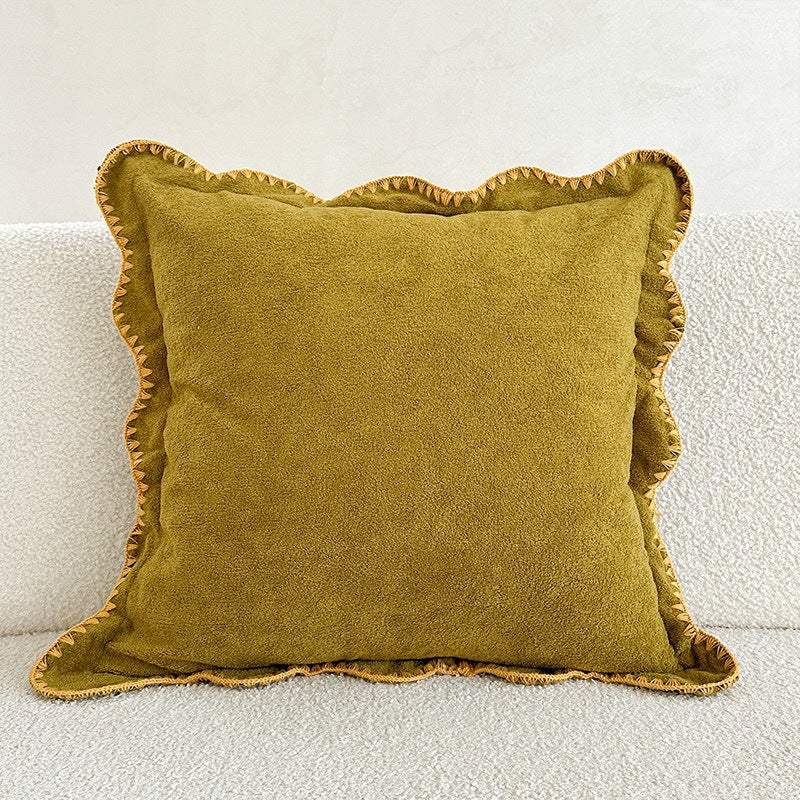 Decorative Cushion Velvet-Like Fabric & Wavy Edge
