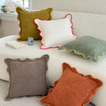 Decorative Cushion Velvet-Like Fabric & Wavy Edge