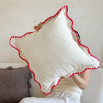 Decorative Cushion Velvet-Like Fabric & Wavy Edge