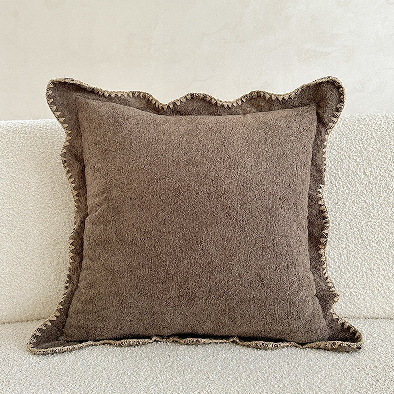 Decorative Cushion Velvet-Like Fabric & Wavy Edge