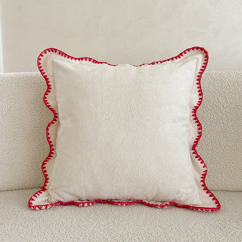 Decorative Cushion Velvet-Like Fabric & Wavy Edge