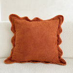 Decorative Cushion Velvet-Like Fabric & Wavy Edge