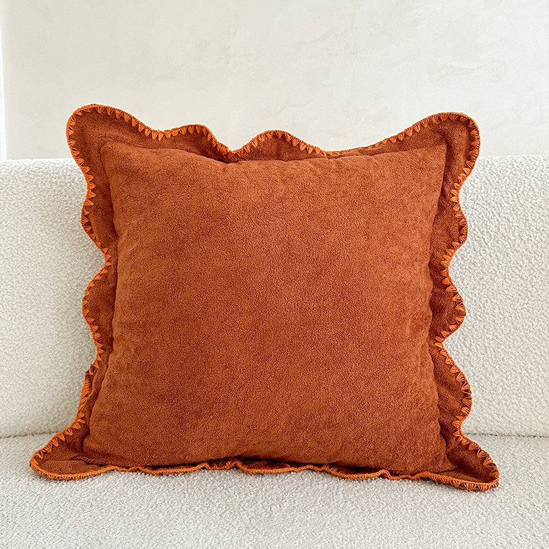 Decorative Cushion Velvet-Like Fabric & Wavy Edge