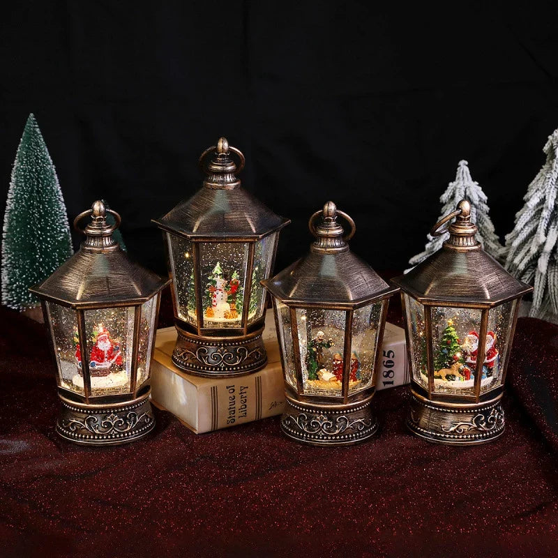 Decorative Lantern Gold Christmas Motifs Indoor & Outdoor
