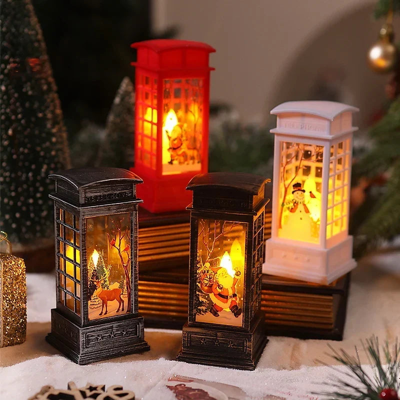 Decorative Lantern Hand-Painted Snowman Warm White LED