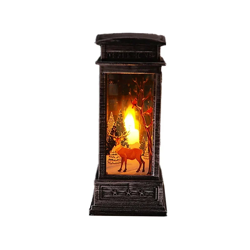 Decorative Lantern Hand-Painted Snowman Warm White LED
