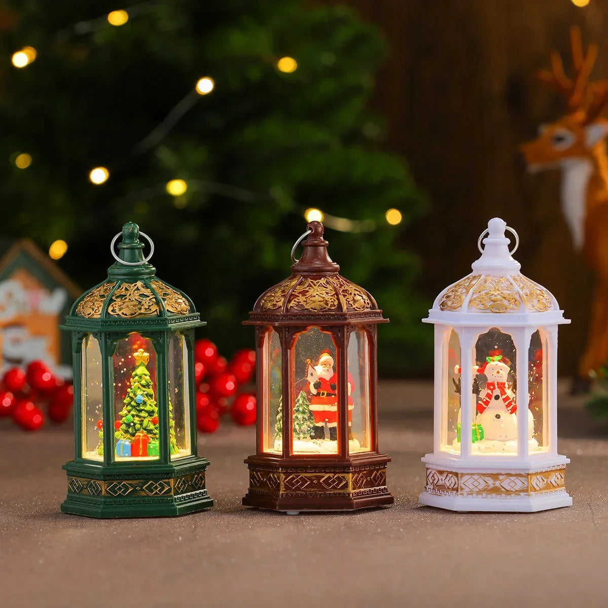 Decorative Lantern Holiday Figurine Warm LED & Battery-Operated