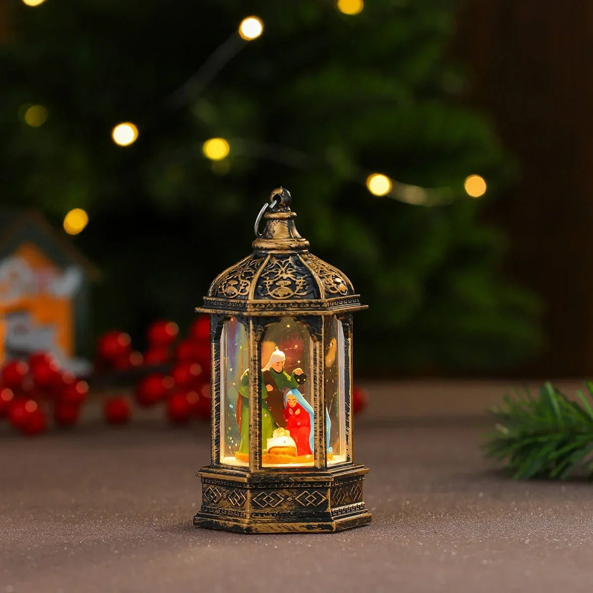 Decorative Lantern Holiday Figurine Warm LED & Battery-Operated