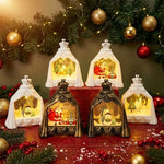 Decorative Lantern Snowman Scene Soft Glow Battery Free