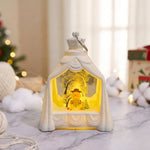 Decorative Lantern Snowman Winter Scene Soft Ambient Light