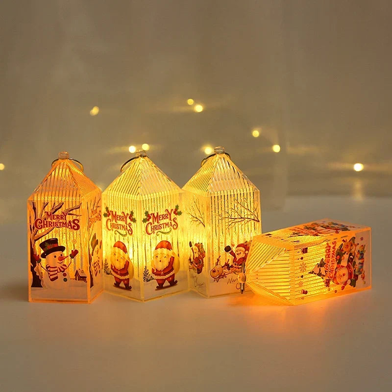 Decorative Lantern Warm LED Snowman & Moose