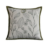 Decorative Pillow Cover 18x18in Botanical Embroidery Cotton-Linen Blend