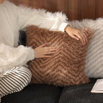 Decorative Pillow Cover Chevron Faux Fur Removable & Washable