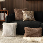 Decorative Pillow Cover Chevron Faux Fur Removable & Washable
