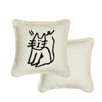 Decorative Pillow Cover Cotton Blend Hand-Embroidered Fringed Edge