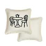 Decorative Pillow Cover Cotton Blend Hand-Embroidered Fringed Edge