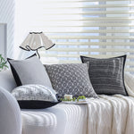 Decorative Pillow Cover Cotton-Linen Blend Abstract Grid