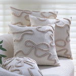 Decorative Pillow Cover Cotton-Linen Curved Tufting Hidden Zipper