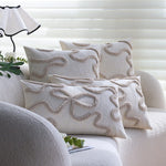Decorative Pillow Cover Cotton-Linen Curved Tufting Hidden Zipper