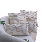 Decorative Pillow Cover Cotton-Linen Curved Tufting Hidden Zipper