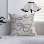 Decorative Pillow Cover Cotton-Linen Curved Tufting Hidden Zipper