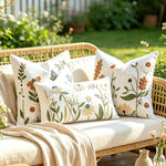 Decorative Pillow Cover Embroidered Chenille Linen-Blend Removable