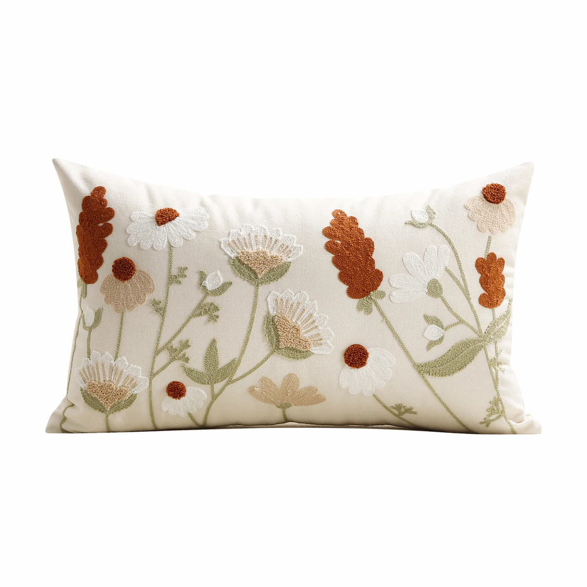 Decorative Pillow Cover Embroidered Chenille Linen-Blend Removable