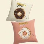 Decorative Pillow Cover Embroidered Donut Cotton-Linen Concealed Zipper