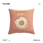 Decorative Pillow Cover Embroidered Donut Cotton-Linen Concealed Zipper