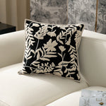 Decorative Pillow Cover Flock Embroidered Piped Edge 18x18