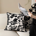 Decorative Pillow Cover Flock Embroidered Piped Edge 18x18