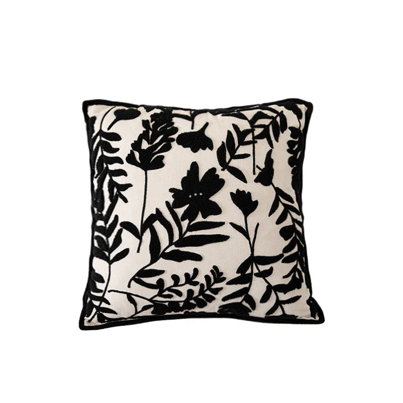 Decorative Pillow Cover Flock Embroidered Piped Edge 18x18