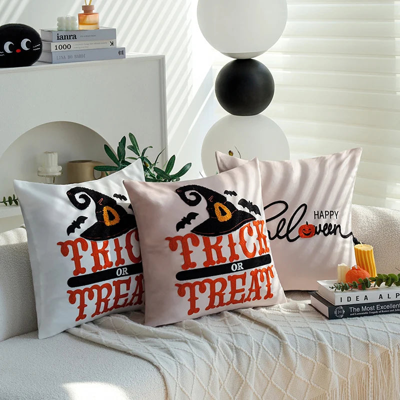 Decorative Pillow Cover Halloween Hand-Tufted Applique 18x18
