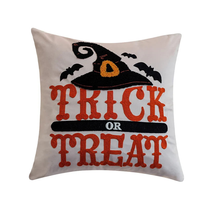 Decorative Pillow Cover Halloween Hand-Tufted Applique 18x18