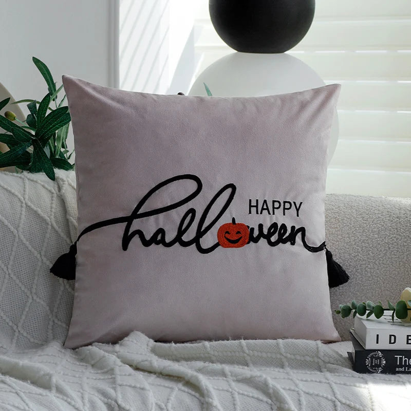 Decorative Pillow Cover Halloween Hand-Tufted Applique 18x18