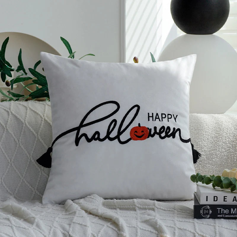 Decorative Pillow Cover Halloween Hand-Tufted Applique 18x18