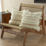 Decorative Pillow Cover Handwoven Boucle & Fringe Cotton-Linen