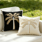 Decorative Pillow Cover High-Relief Palm Embroidery Linen-Look