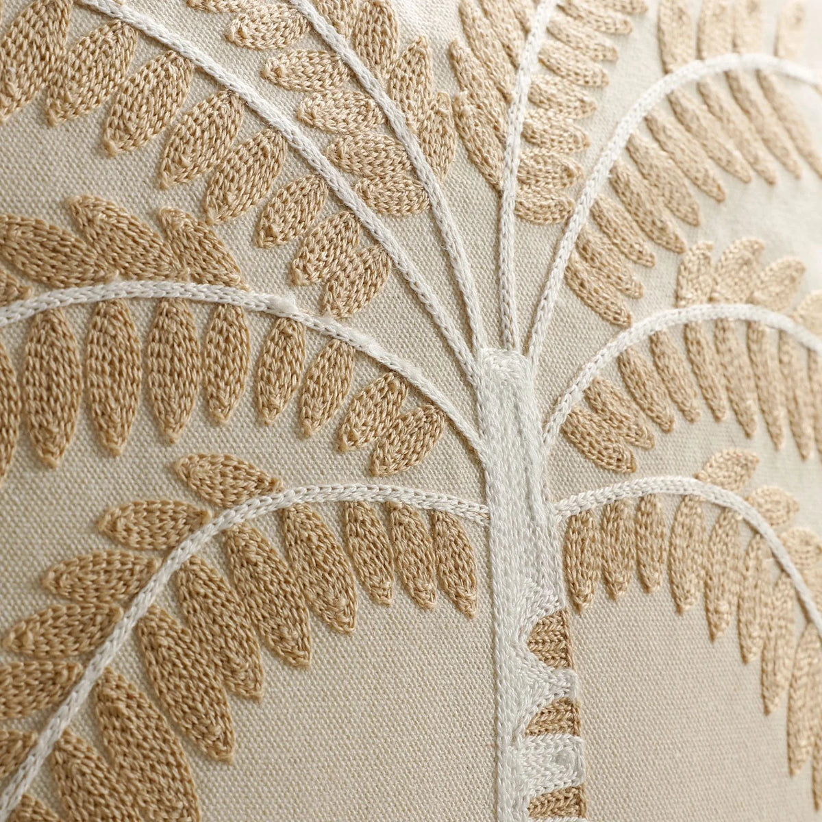 Decorative Pillow Cover High-Relief Palm Embroidery Linen-Look