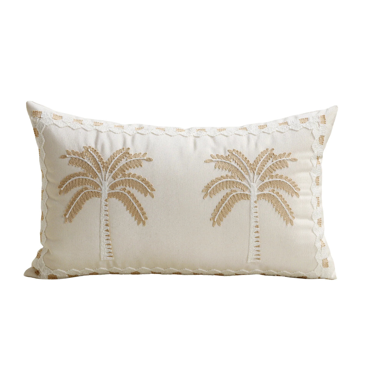 Decorative Pillow Cover High-Relief Palm Embroidery Linen-Look