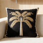 Decorative Pillow Cover High-Relief Palm Embroidery Linen-Look