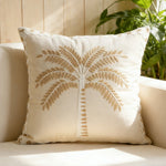 Decorative Pillow Cover High-Relief Palm Embroidery Linen-Look