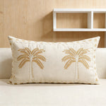 Decorative Pillow Cover High-Relief Palm Embroidery Linen-Look