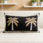 Decorative Pillow Cover High-Relief Palm Embroidery Linen-Look