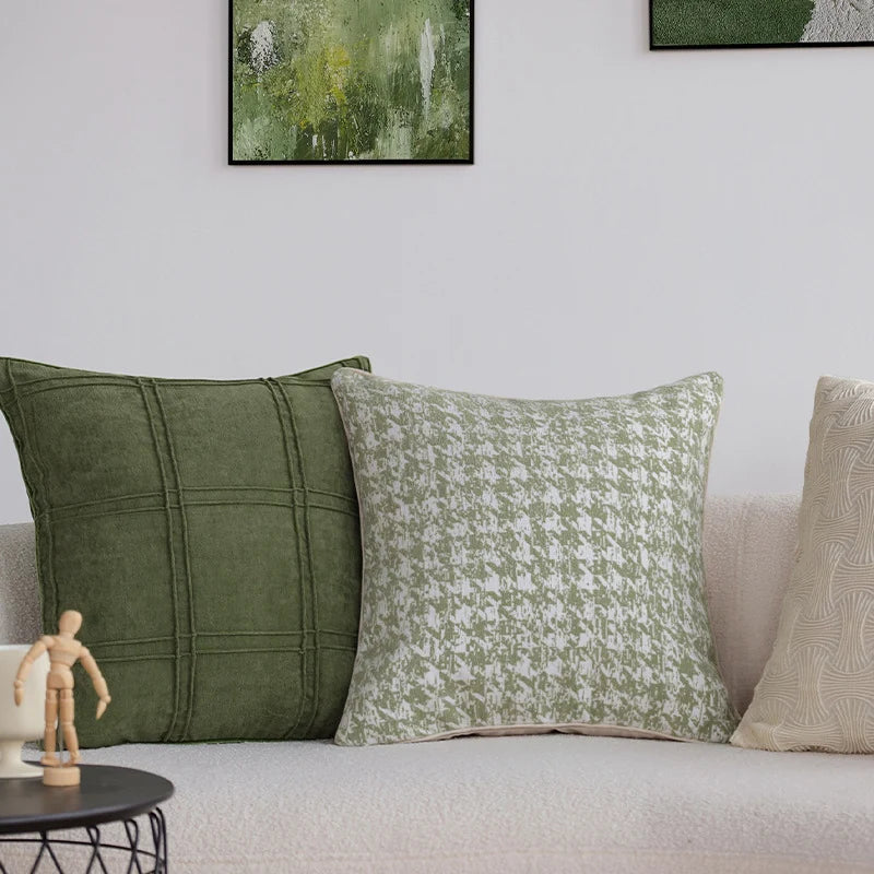 Decorative Pillow Cover Jacquard Houndstooth Machine Washable 18x18 Inch