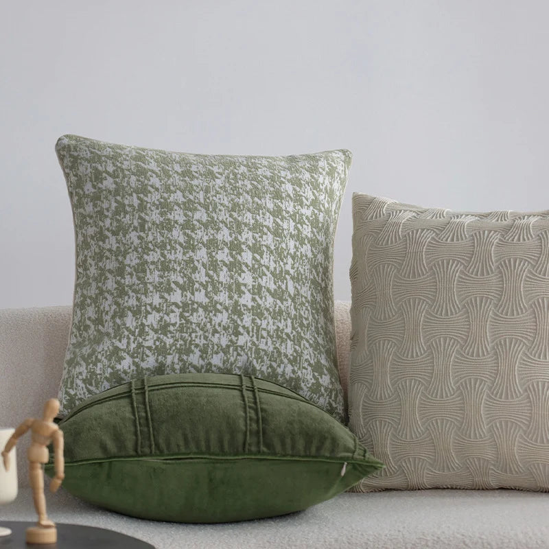 Decorative Pillow Cover Jacquard Houndstooth Machine Washable 18x18 Inch