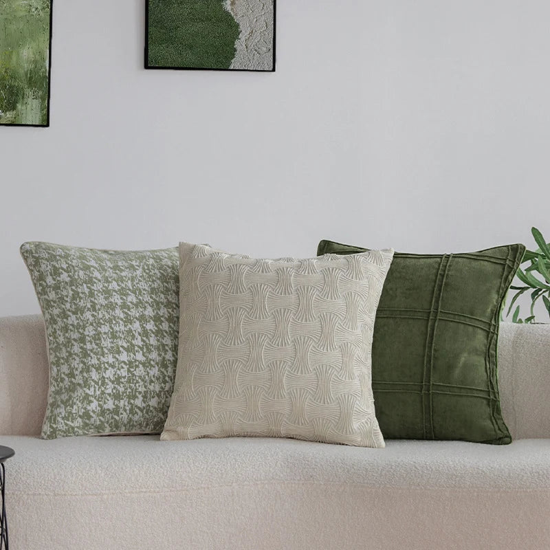 Decorative Pillow Cover Jacquard Houndstooth Machine Washable 18x18 Inch