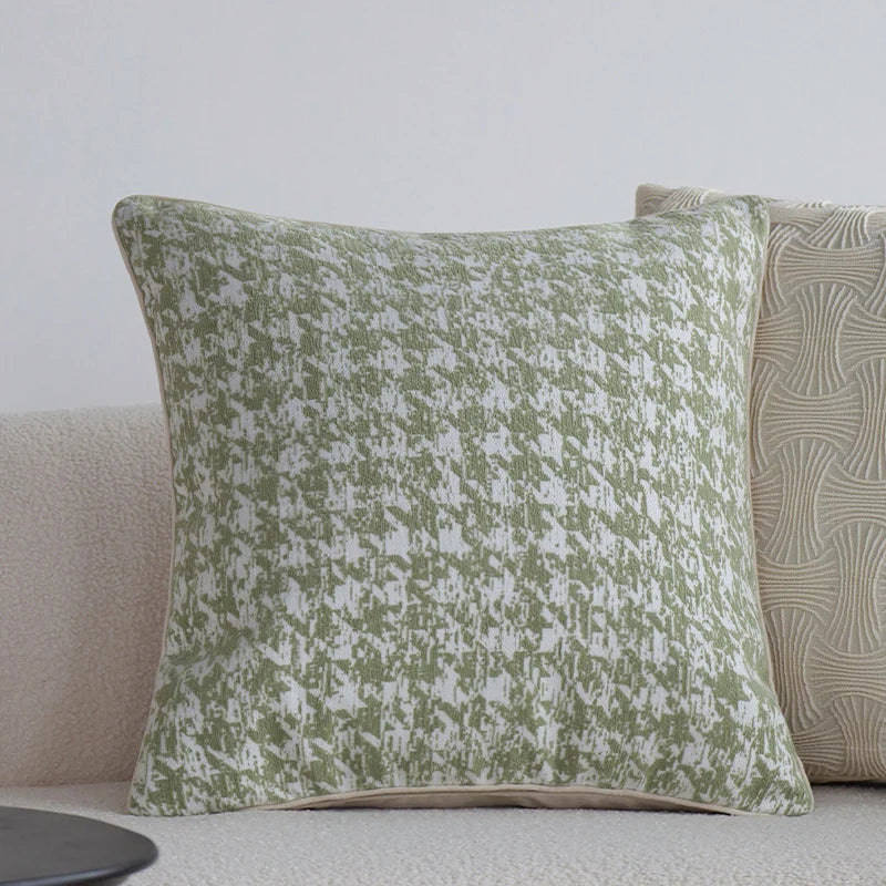 Decorative Pillow Cover Jacquard Houndstooth Machine Washable 18x18 Inch