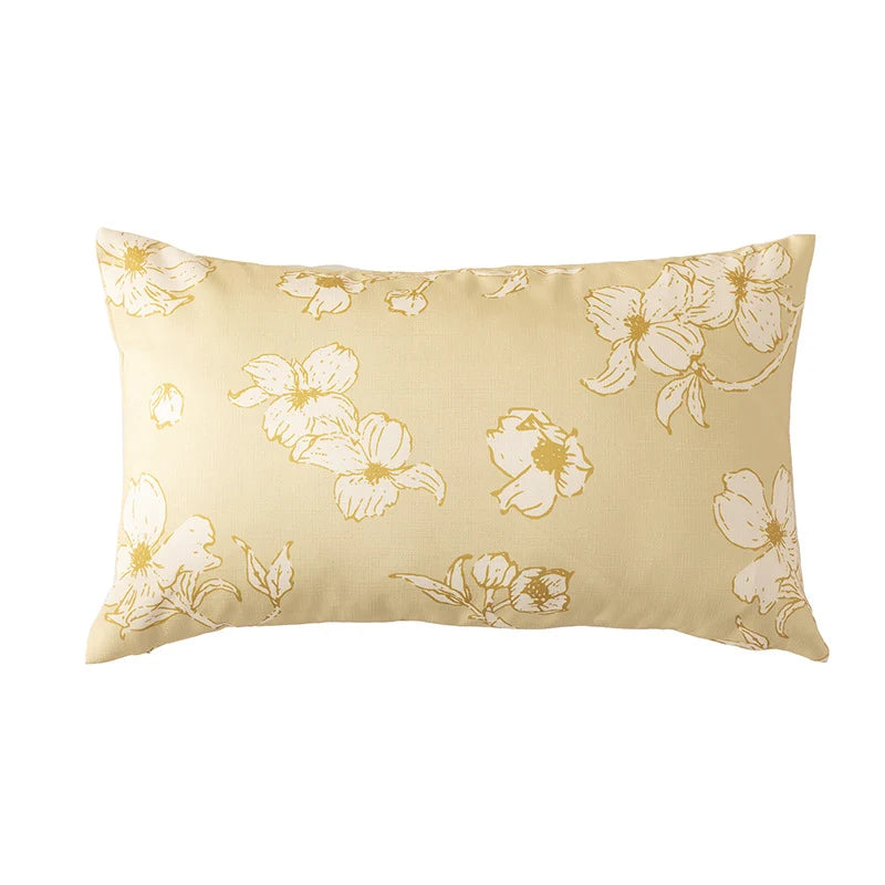 Decorative Pillow Cover Reversible Sketched Floral Linen-Look